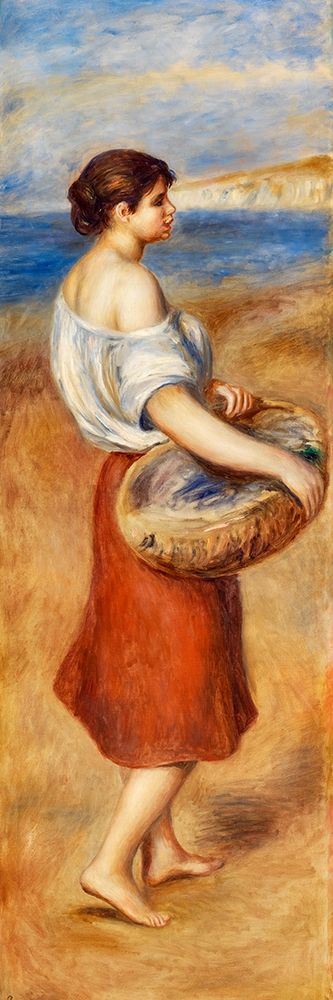 Wall Art Painting id:364982, Name: Girl with Basket of Fish 1890, Artist: Renoir, Pierre-Auguste