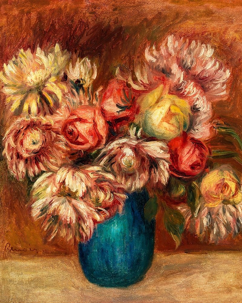 Wall Art Painting id:365023, Name: Flowers in a Green Vase 1912, Artist: Renoir, Pierre-Auguste
