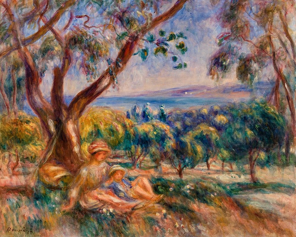 Wall Art Painting id:365058, Name: Landscape with Figures, near Cagnes 1910 , Artist: Renoir, Pierre-Auguste