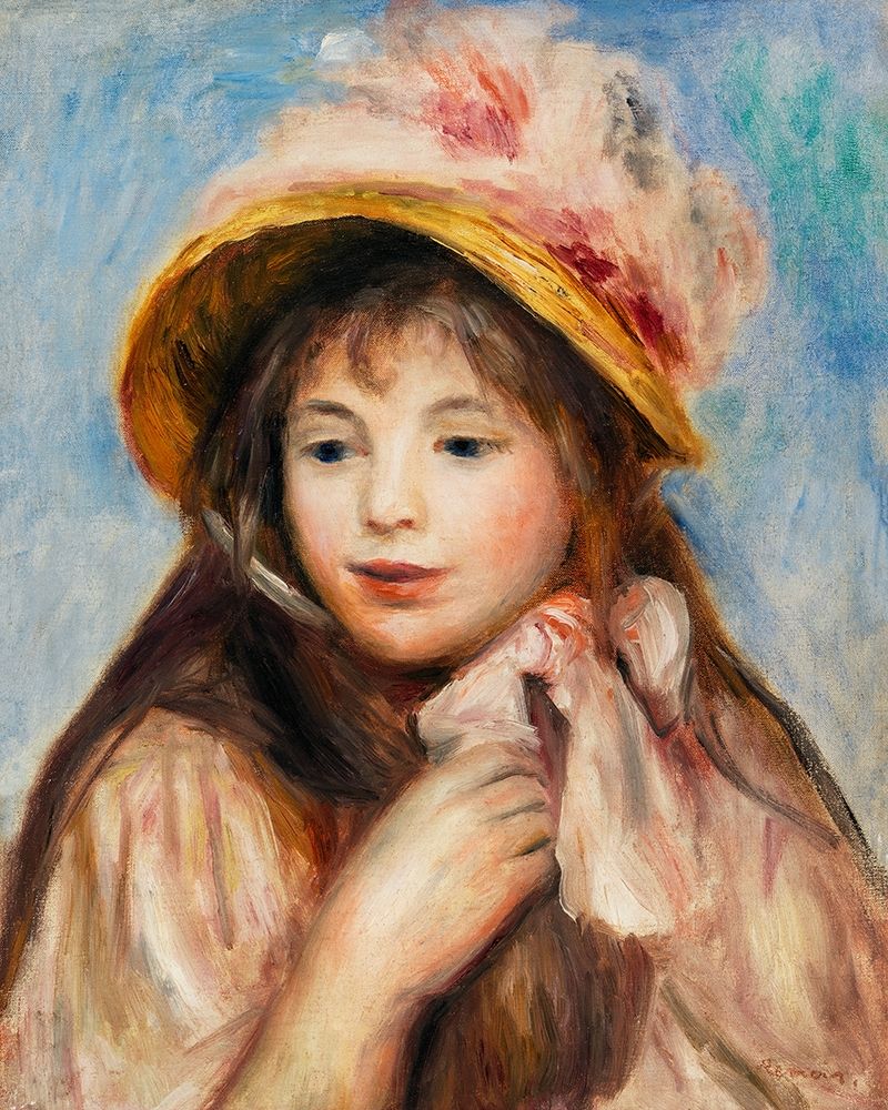 Wall Art Painting id:365077, Name: Girl with Pink Bonnet 1894, Artist: Renoir, Pierre-Auguste