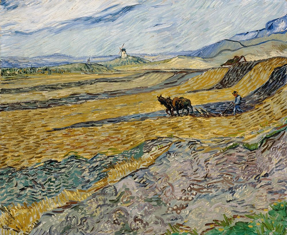 Wall Art Painting id:377377, Name: Enclosed Field with Ploughman, Artist: van Gogh, Vincent