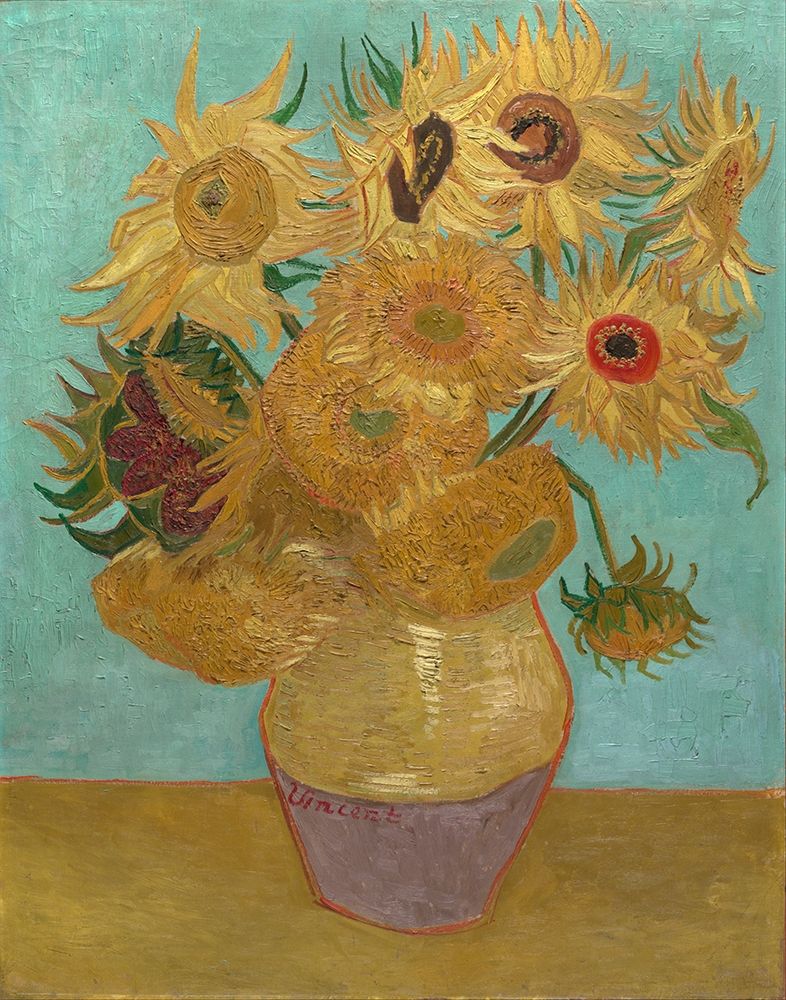 Art Print: Vase with Twelve Sunflowers