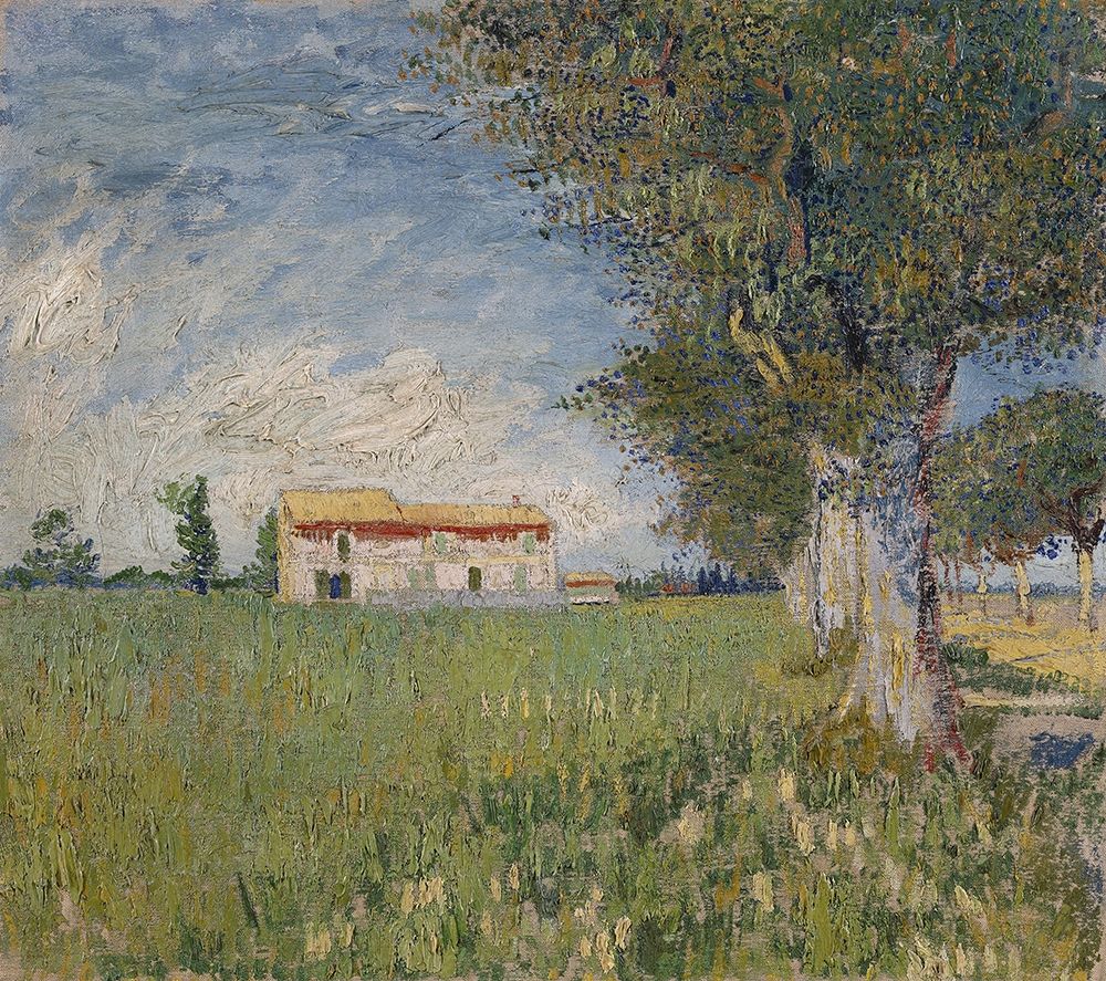 Wall Art Painting id:377453, Name: Farmhouse in a wheat field, Artist: van Gogh, Vincent