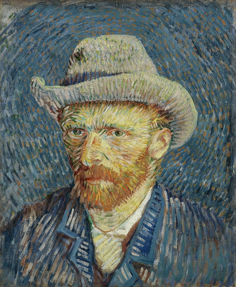 Wall Art Painting id:377473, Name: Self-portrait with grey felt hat, Artist: van Gogh, Vincent