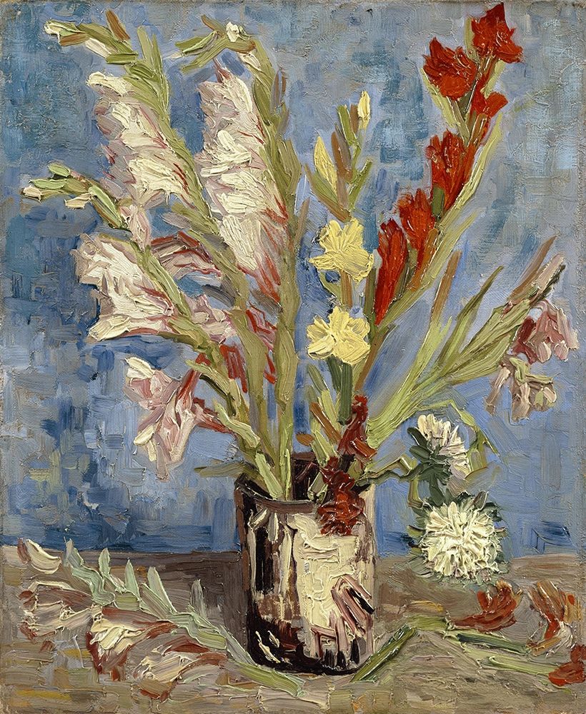 Wall Art Painting id:377484, Name: Vase with gladioli and China asters, Artist: van Gogh, Vincent