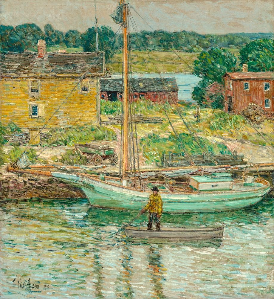 Wall Art Painting id:410662, Name: Oyster Sloop-Cos Cob, Artist: Hassam, Childe