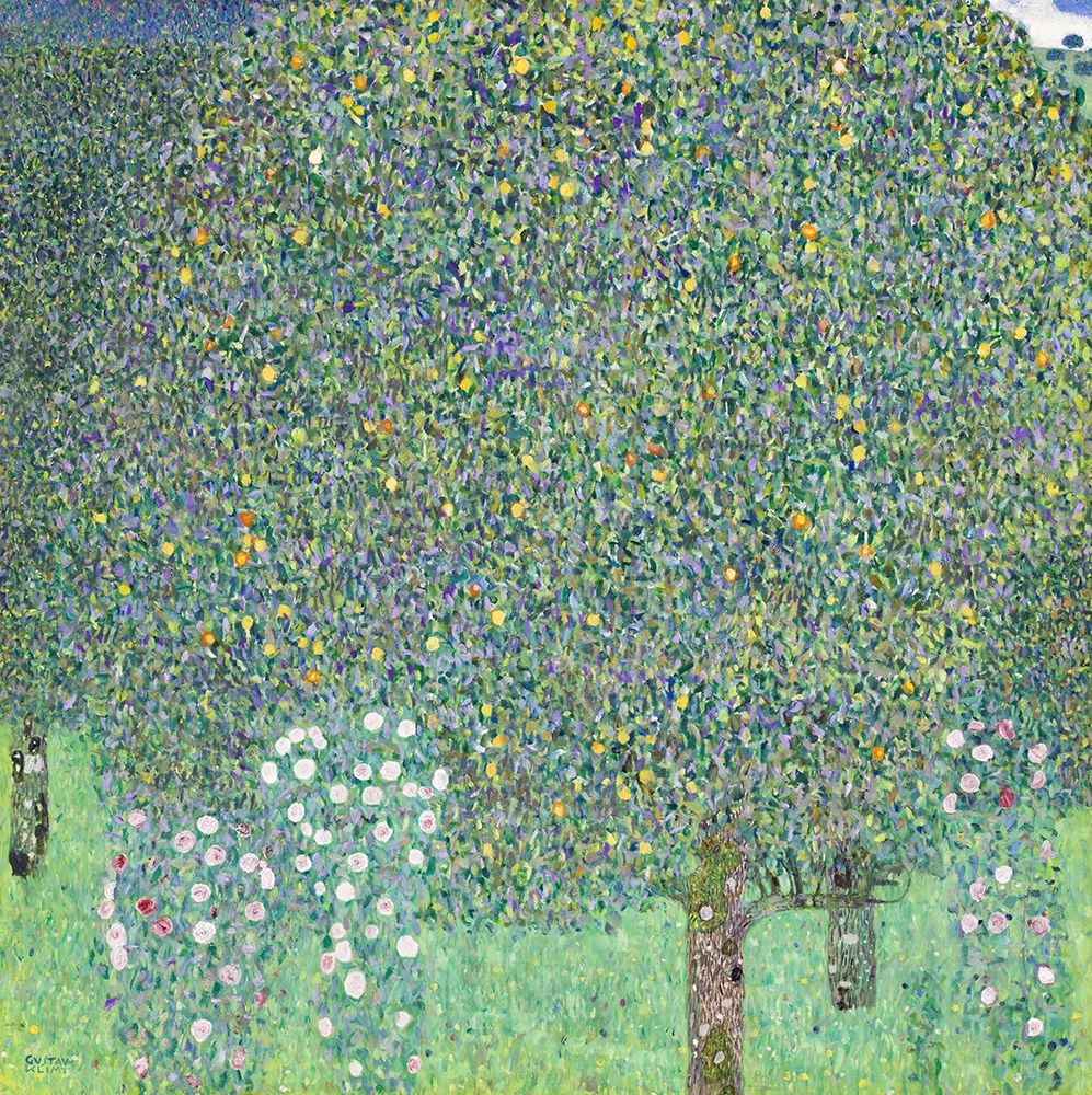 Wall Art Painting id:432093, Name: Rosebushes under the Trees, Artist: Klimt, Gustav