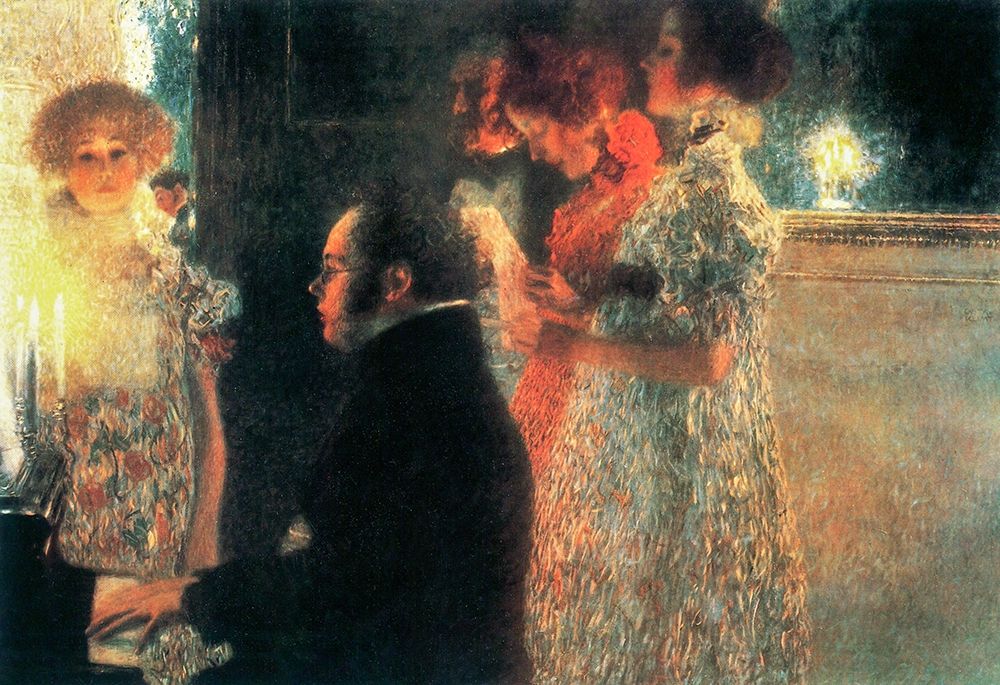 Wall Art Painting id:432126, Name: Schubert at the Piano II, Artist: Klimt, Gustav
