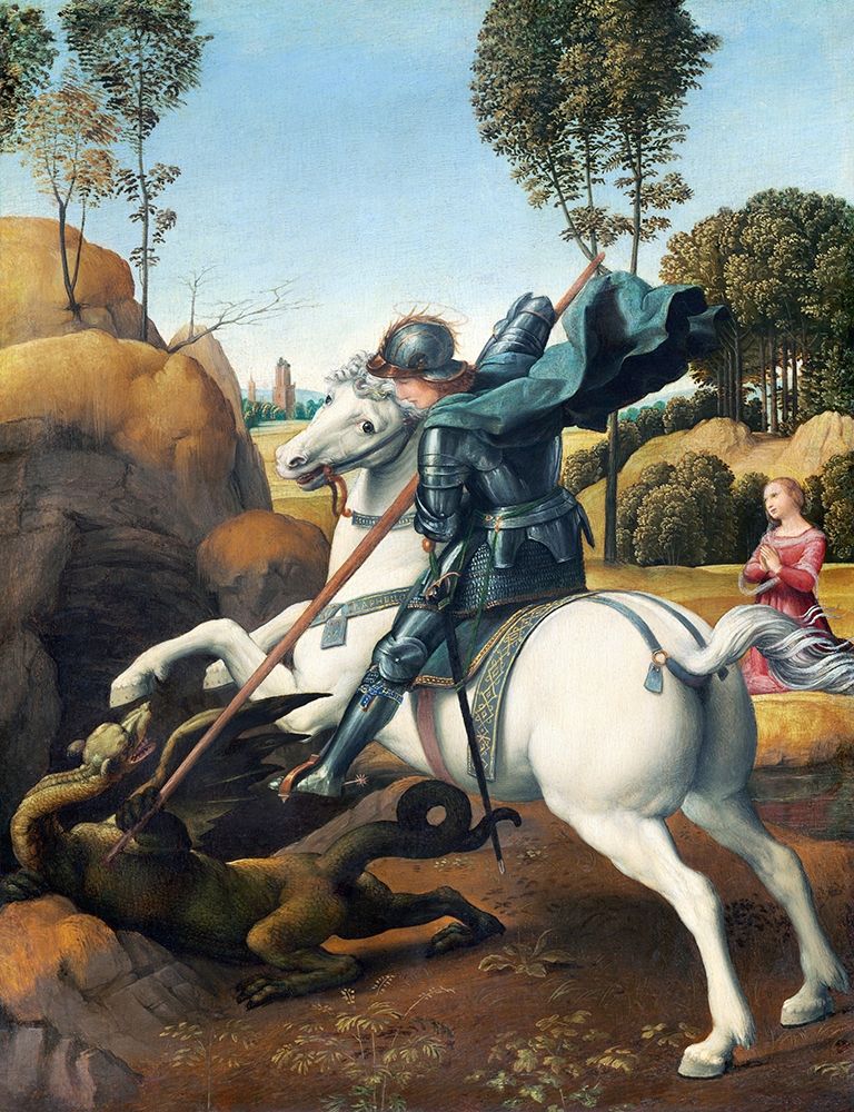 Wall Art Painting id:434011, Name: Saint George and the Dragon, Artist: Raphael