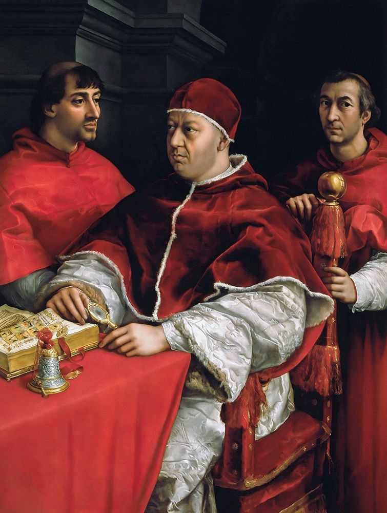 Wall Art Painting id:434017, Name: Portrait of Pope Leo X and his cousins, Artist: Raphael