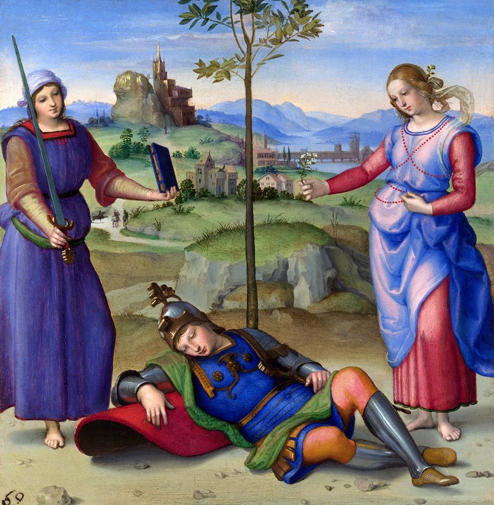 Wall Art Painting id:434020, Name: An Allegory-Vision of a Knight, Artist: Raphael