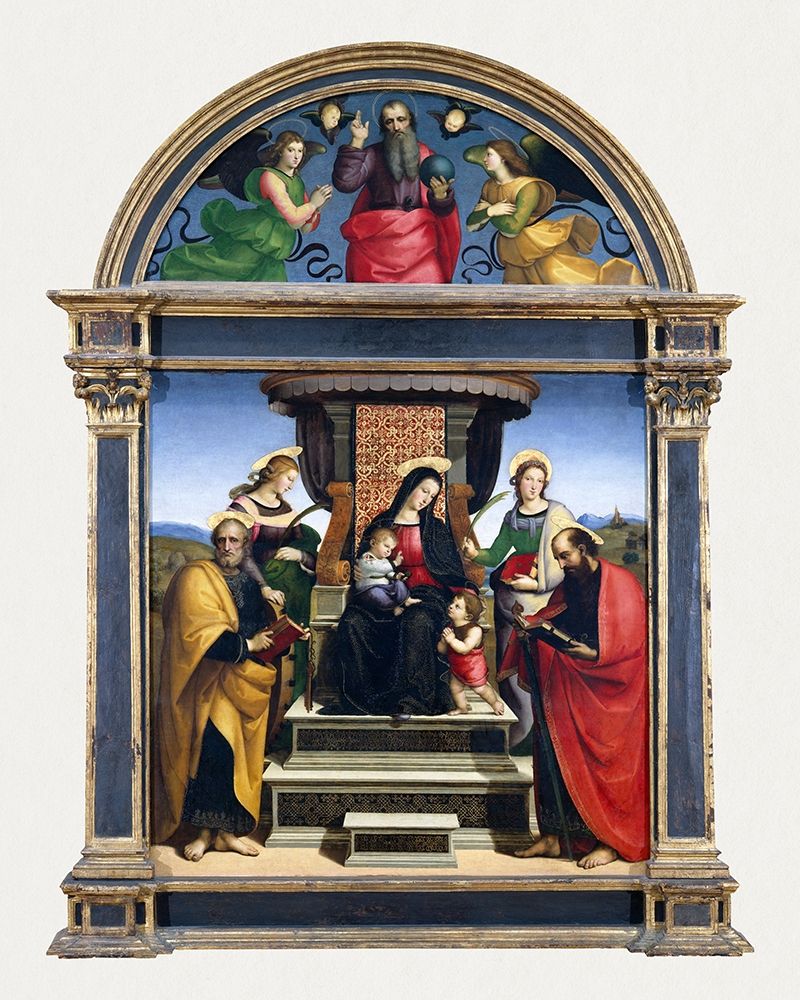 Wall Art Painting id:434027, Name: Madonna and Child Enthroned with Saints, Artist: Raphael