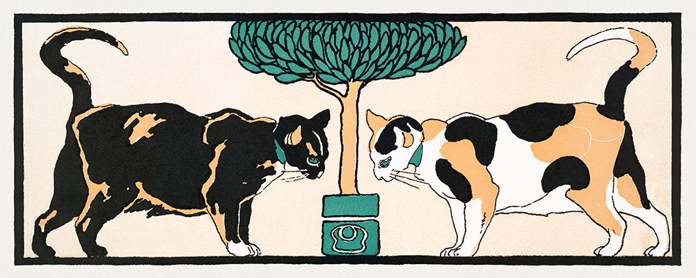 Wall Art Painting id:435582, Name: Cats under a tree, Artist: Penfield, Edward