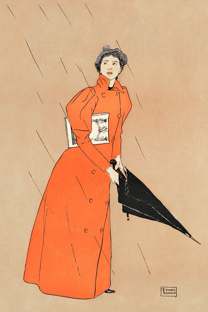 Wall Art Painting id:435583, Name: Woman holding umbrella , Artist: Penfield, Edward