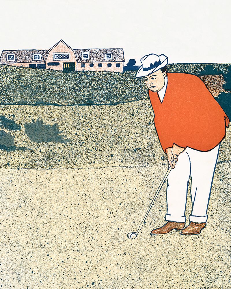 Wall Art Painting id:435644, Name: Man Playing Golf, Artist: Penfield, Edward