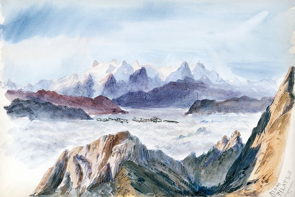 Wall Art Painting id:439896, Name: Iselle from Mount Pilatus from Splendid Mountain Watercolours Sketchbook, Artist: Sargent, John Singer