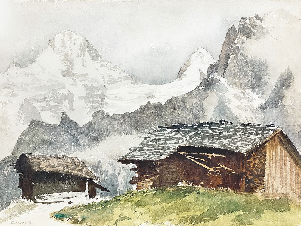 Wall Art Painting id:439924, Name: Chalets-Breithorn-Murren, Artist: Sargent, John Singer