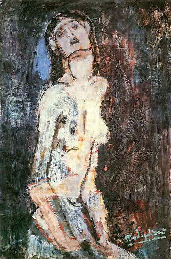 Wall Art Painting id:619653, Name: Naked Suffering 1908, Artist: Modigliani, Amedeo