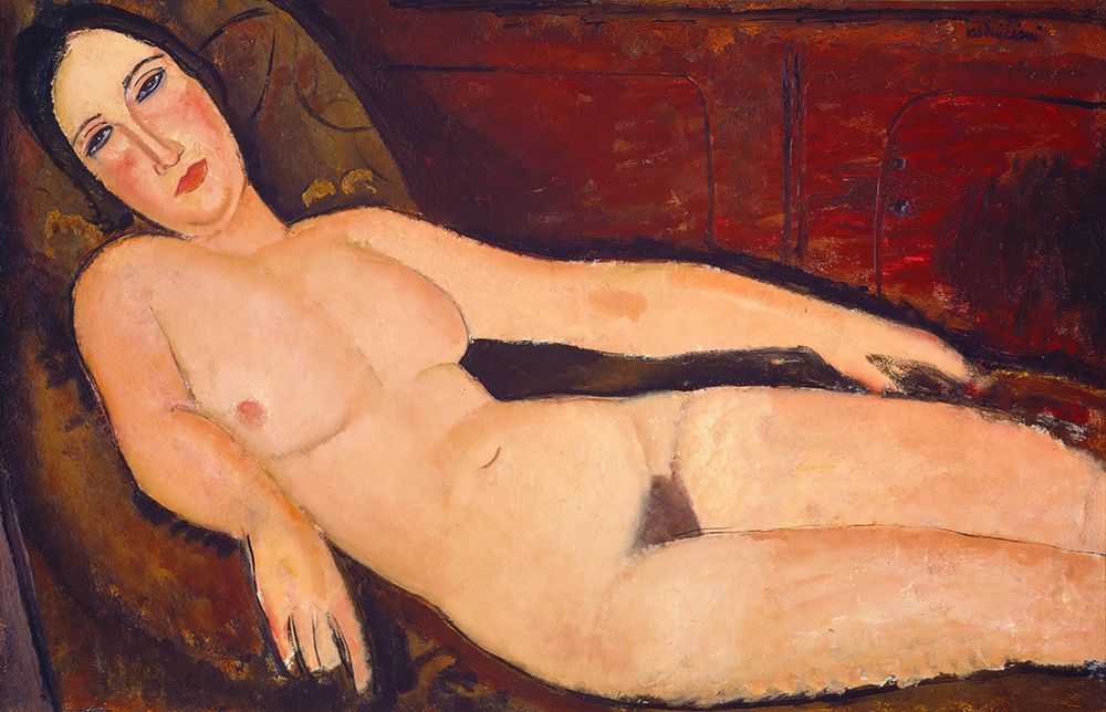 Wall Art Painting id:619657, Name: Nude on a Divan 1918, Artist: Modigliani, Amedeo