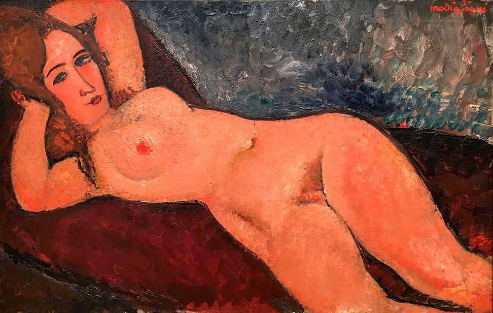 Wall Art Painting id:619658, Name: Nude Reclining Hands on Back of her Head 1916, Artist: Modigliani, Amedeo