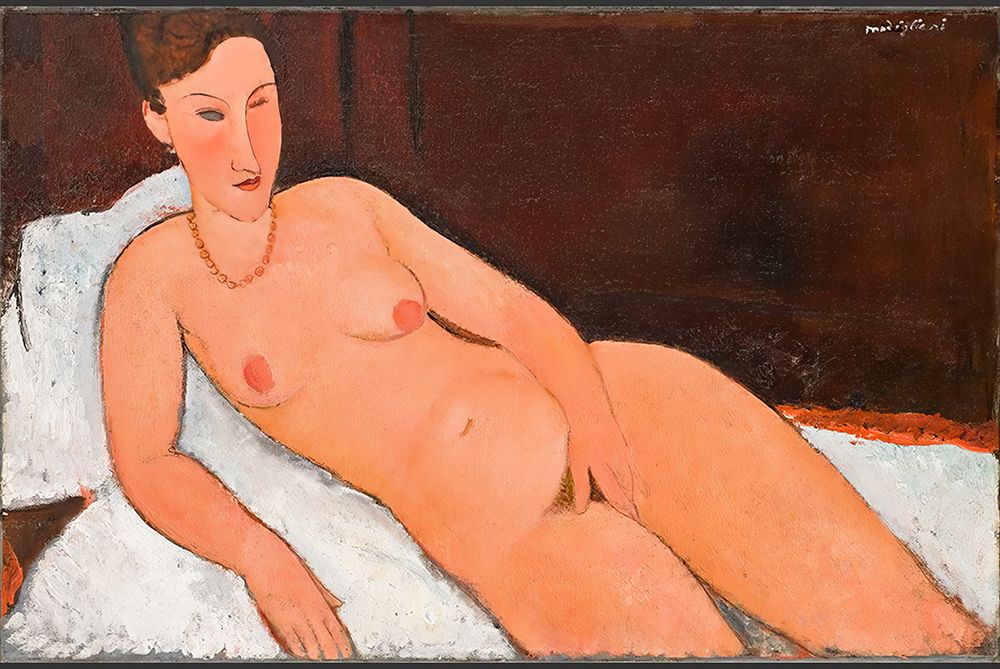 Wall Art Painting id:619660, Name: Nude with Coral Necklace 1917, Artist: Modigliani, Amedeo