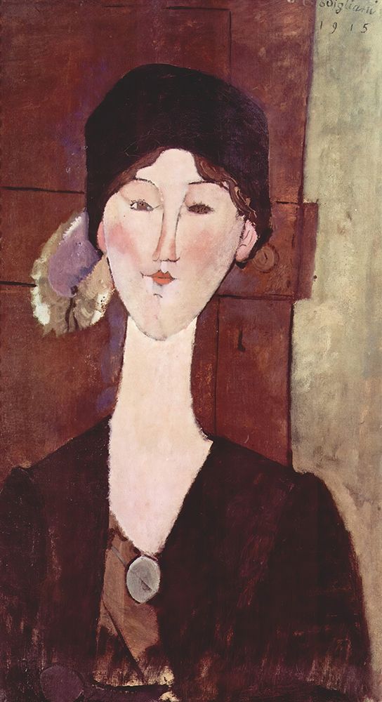 Wall Art Painting id:619678, Name: Portrait of Beatrice Hastings before a door 1918, Artist: Modigliani, Amedeo