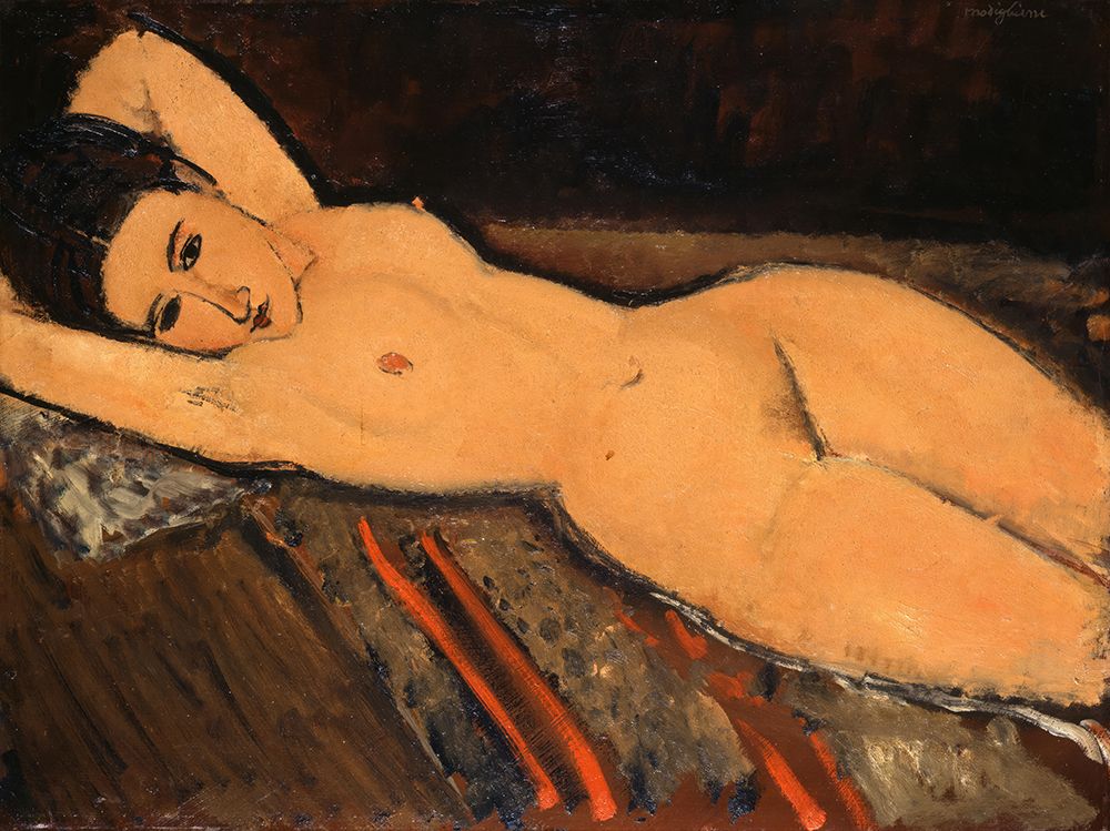 Wall Art Painting id:619718, Name: Reclining Nude 1916, Artist: Modigliani, Amedeo