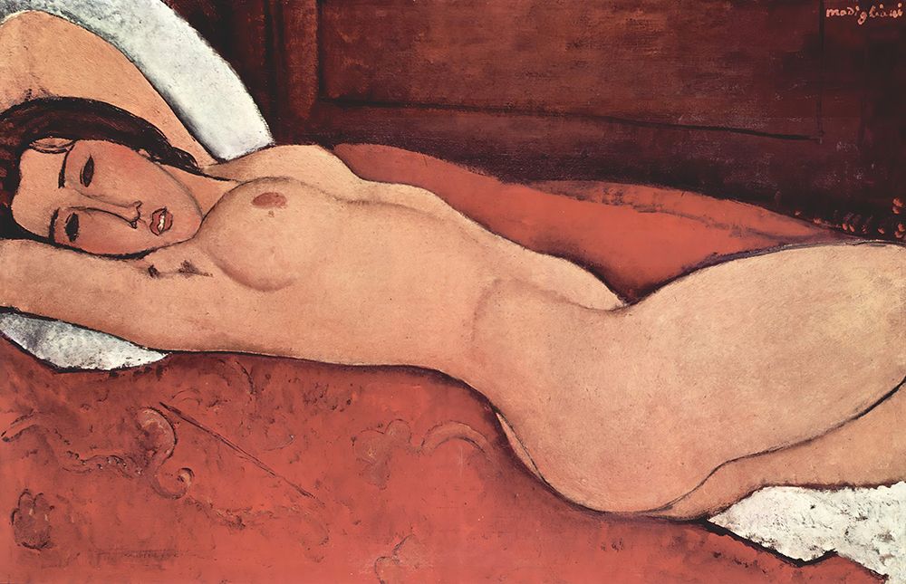 Wall Art Painting id:619719, Name: Reclining Nude 1917, Artist: Modigliani, Amedeo