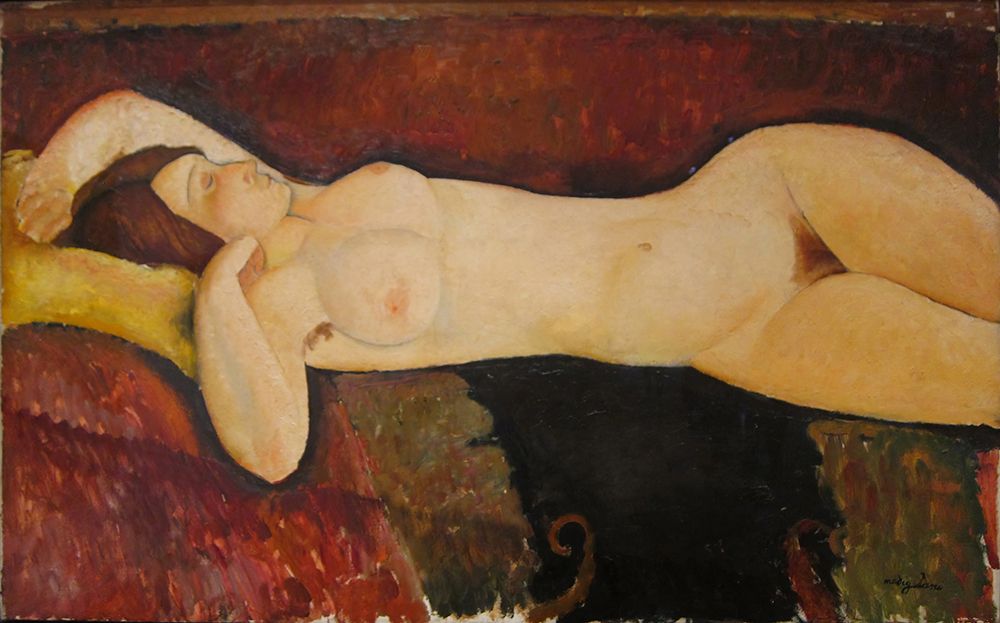 Wall Art Painting id:619720, Name: Reclining Nude 1919, Artist: Modigliani, Amedeo