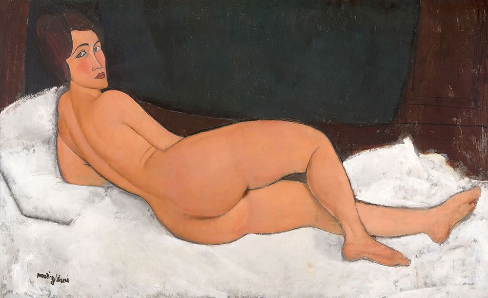 Wall Art Painting id:619723, Name: Reclining Nude on the left side 1917, Artist: Modigliani, Amedeo