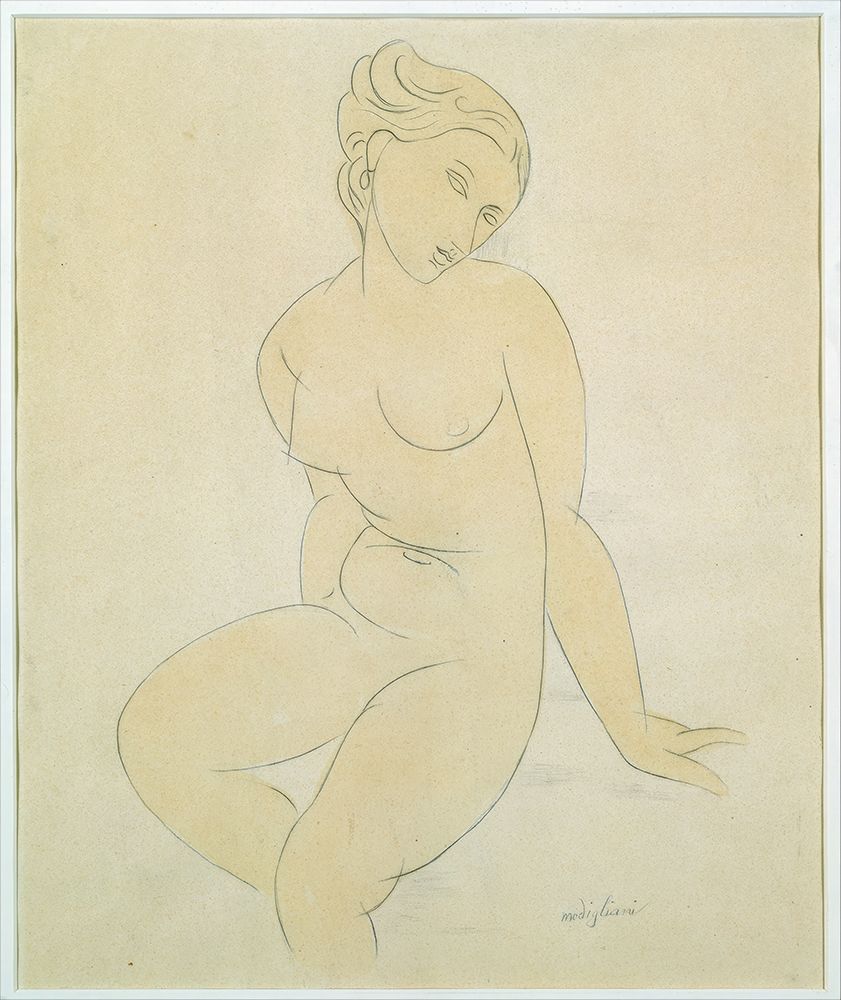 Wall Art Painting id:619733, Name: Seated Female Nude 1917, Artist: Modigliani, Amedeo
