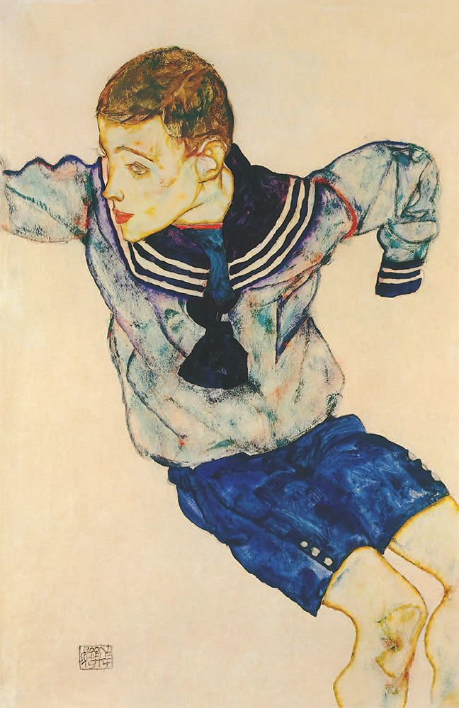 Wall Art Painting id:646117, Name: Boy in Sailor Suit 1914, Artist: Schiele, Egon