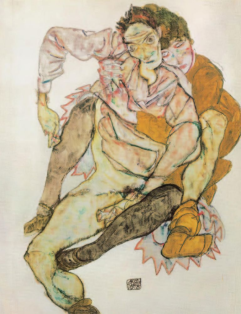 Wall Art Painting id:646120, Name: Egon and Edith Schiele, seated 1915, Artist: Schiele, Egon