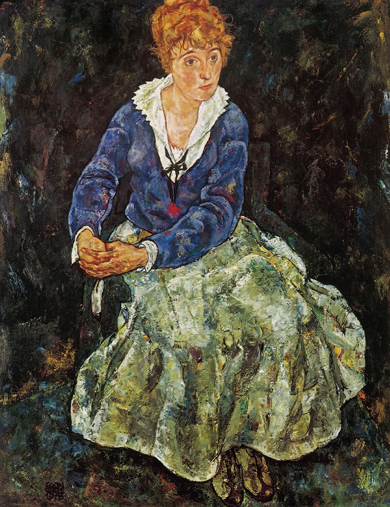 Wall Art Painting id:646134, Name: Portrait of the Artists Wife Seated 1918, Artist: Schiele, Egon