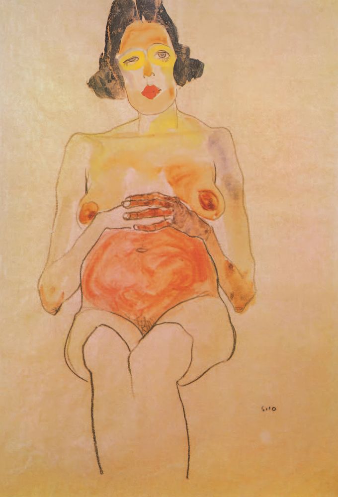 Wall Art Painting id:646139, Name: Red Nude, Pregnant 1910, Artist: Schiele, Egon