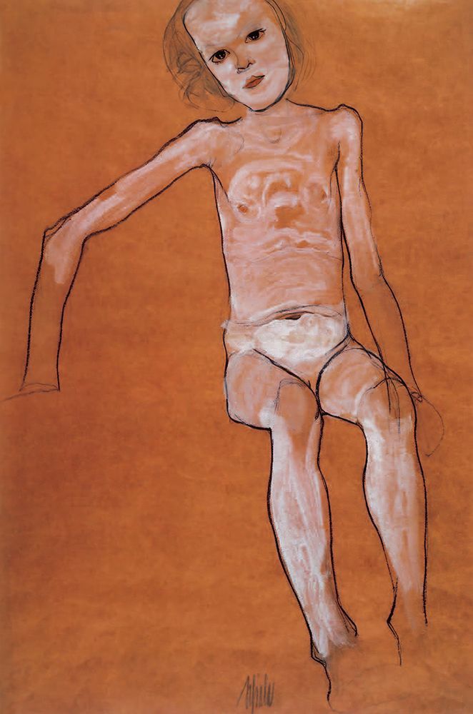 Wall Art Painting id:646141, Name: Seated Nude Girl 1910, Artist: Schiele, Egon