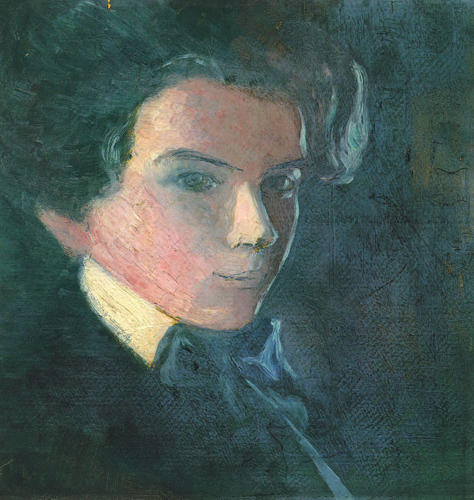 Wall Art Painting id:646146, Name: Self-Portrait Facing Right 1907, Artist: Schiele, Egon