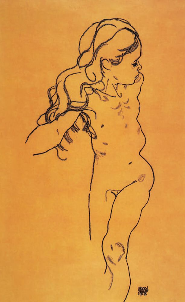 Wall Art Painting id:646155, Name: Standing Nude Girl 1918, Artist: Schiele, Egon