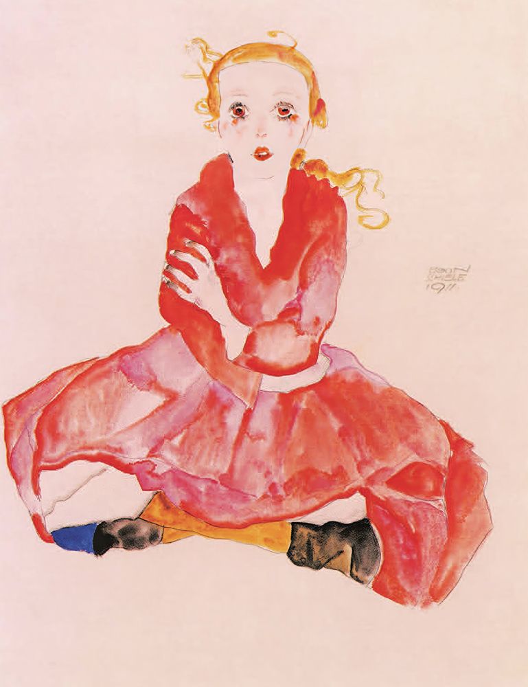 Wall Art Painting id:646210, Name: Seated Girl Facing Front 1911, Artist: Schiele, Egon