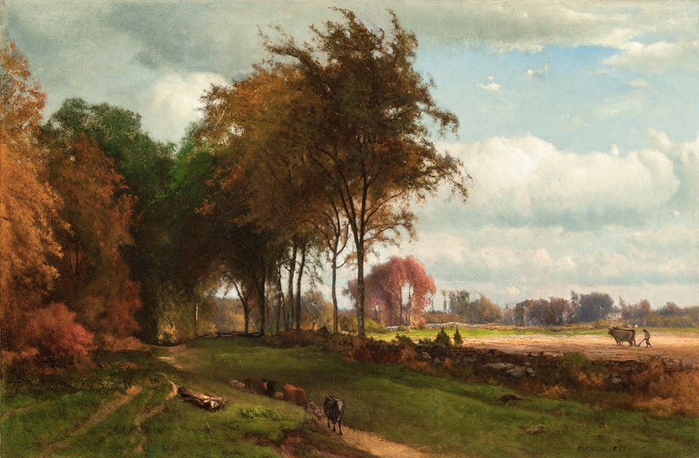 Wall Art Painting id:672781, Name: Landscape with Cattle, Artist: Inness, George