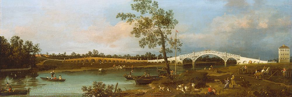 Wall Art Painting id:691810, Name: Old Walton Bridge, Artist: Canaletto