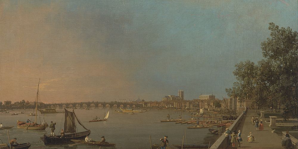 Wall Art Painting id:691819, Name: The Thames from the Terrace of Somerset House, Looking toward Westminster, Artist: Canaletto