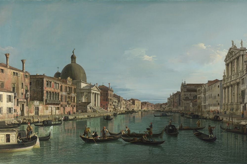 Wall Art Painting id:691820, Name: Venice The Grand Canal with S. Simeone Piccolo, Artist: Canaletto