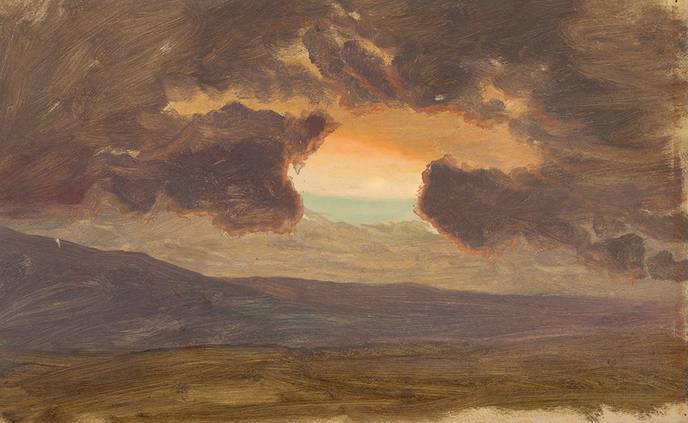 Wall Art Painting id:730112, Name: Sunset over bare hills 1870, Artist: Church, Frederic Edwin