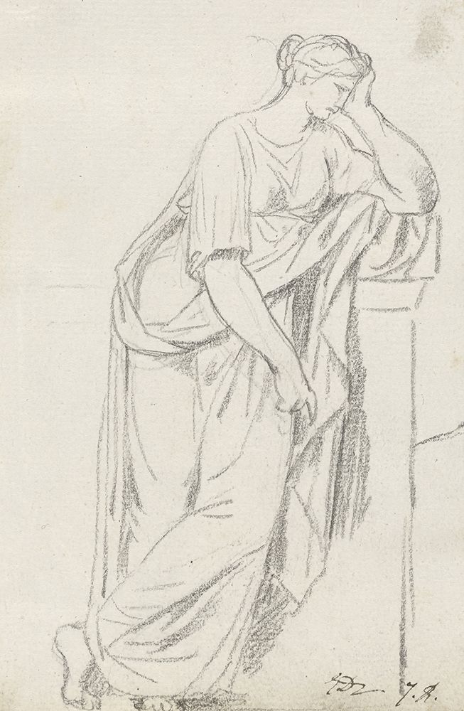 Wall Art Painting id:730705, Name: A Muse from the Sarcophagus of the Muses circa 1775, Artist: David, Jacques-Louis