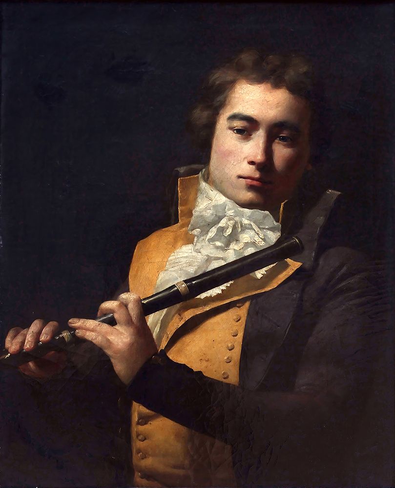 Wall Art Painting id:730735, Name: Portrait Of Flutist Francois Devienne 1792, Artist: David, Jacques-Louis