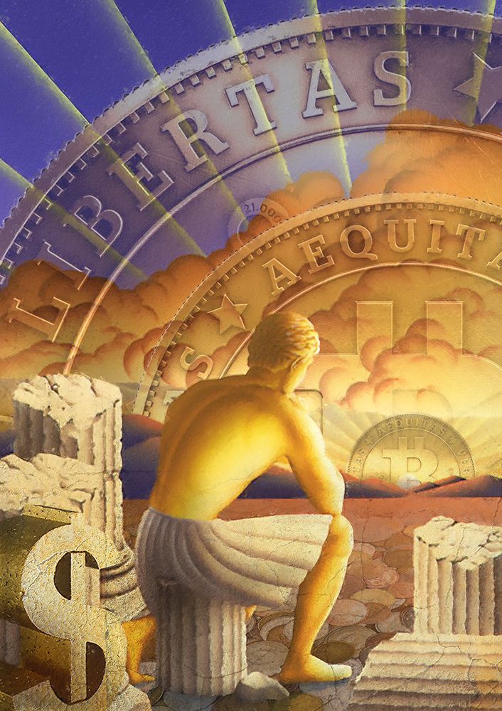 Wall Art Painting id:442815, Name: Bitcoin Deco V, Artist: Hunziker, Steve