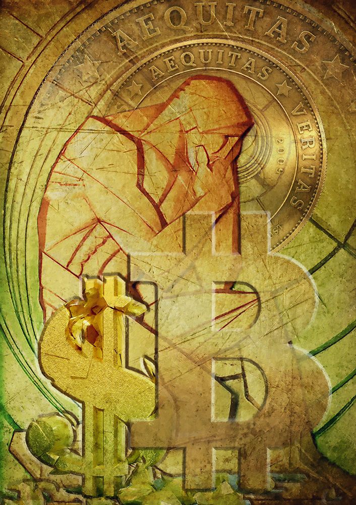 Wall Art Painting id:442818, Name: Bitcoin Deco VIII, Artist: Hunziker, Steve