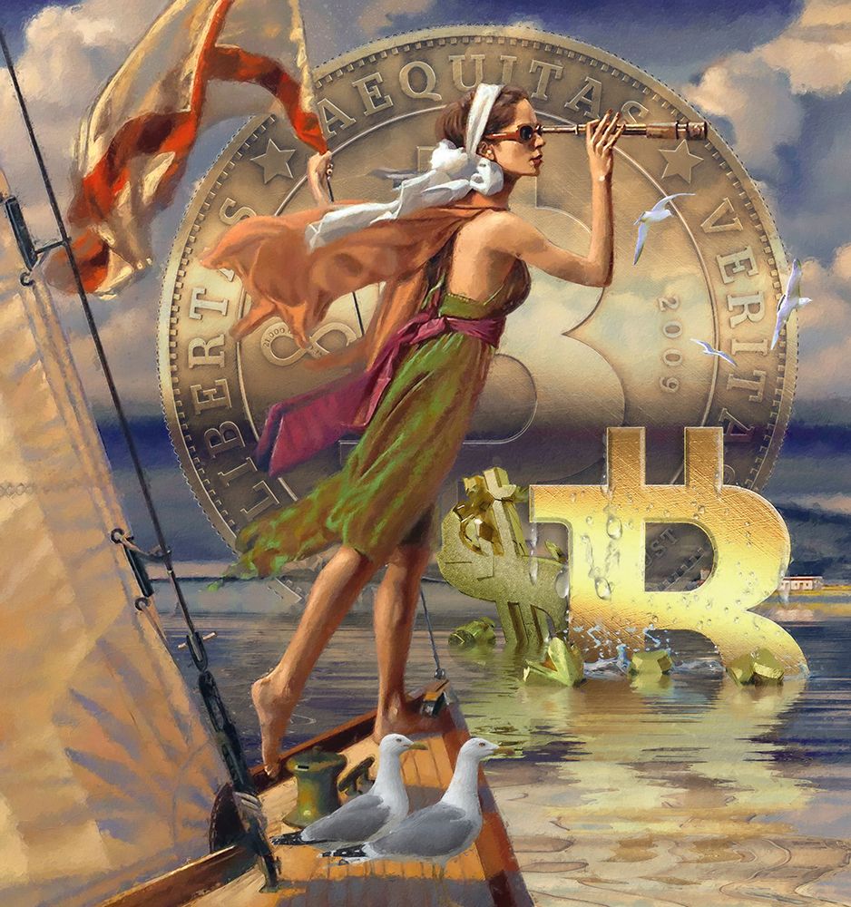 Wall Art Painting id:442820, Name: Bitcoin Deco X, Artist: Hunziker, Steve