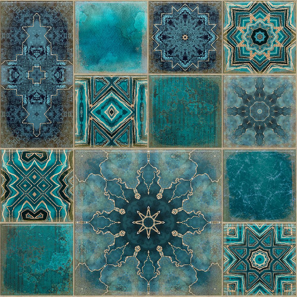 Wall Art Painting id:459873, Name: Faded Luxury Teal Tiles, Artist: Haase, Andrea
